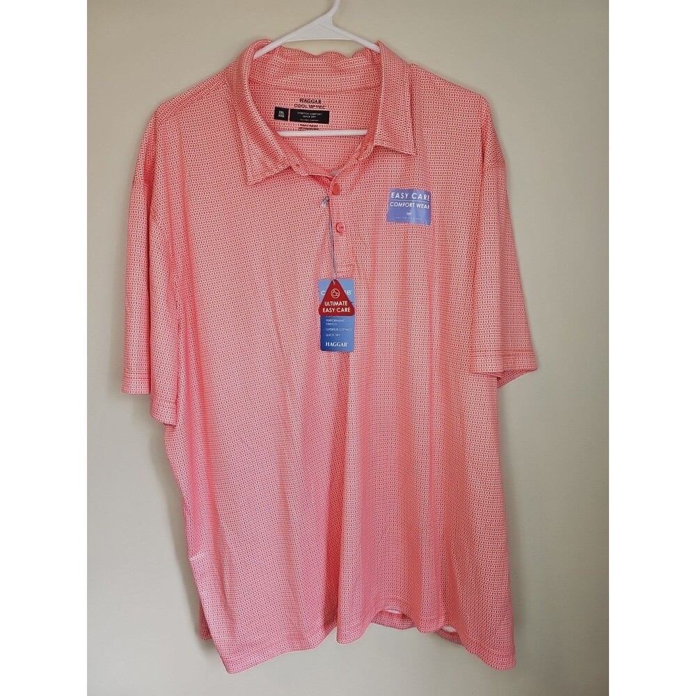 Cool 18 Tec Haggar XXL Spiced Coral 100% Polyester Polo Shirt New with Tags